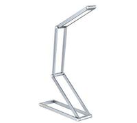 Lampe de table LED pliable, lampe pratique pour la lecture, le travail de bureau, avec batterie, rechargeable, intensité lumineuse variable, longueur 20cm, silver anthracite