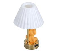 Lampe de Table LED pour Maison de Poupée, Abat-jour Blanc en Laiton avec Ours en Peluche, Mini Lampe à Piles pour canapé, Design Réaliste, Matériaux Durables, Interrupteur