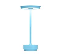 Lampe de table LED rechargeable sans fil 3 couleurs avec variateur d'intensité et fonction mémoire portable pour extérieur, terrasse, restaurant, salon, bureau, dortoir (bleu 1)
