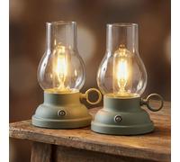 Lampe De Table LED Rechargeable Verte Avec Dimmable Tactile Set De 2