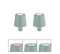 Lampe de table LED RGB Lampe pour bouteille Accumulateur Rehausse goulot de bouteille Lampe décorative Touch, USB, vert, 1W blanc froid, DxH 10,5x14 cm, lot de 2