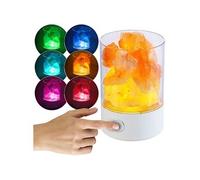 Lampe à poser Lunartec : Lampe de table LED RVB avec cristaux de sel naturels