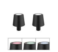 Lampe de table LED RVB Batterie Lampe pour bouteille Goulot de bouteille Rehausse Lampe décorative Touchdimmer, USB, noir, 1W blanc froid, DxH 10,5x14 cm, lot de 2