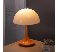Lampe de table LED Sans fil Batterie Lampe champignon Lampe de table USB Rechargeable avec Touch Variateur 3 modes de luminosité Lampe décorative Mushroom Abat-jour acrylique Lampe de chevet,Orange