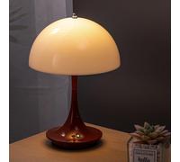 Lampe de table LED Sans fil Batterie Lampe champignon Lampe de table USB Rechargeable avec Touch Variateur 3 modes de luminosité Lampe décorative Mushroom Abat-jour acrylique Lampe de chevet,Rouge