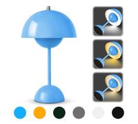 Lampe de table LED sans fil - Lampe de chevet champignon - Lampe de table tactile à intensité variable avec 3 modes de luminosité - 3000 K - 6000 K - Rétro - Rechargeable - Pour chambre à coucher,