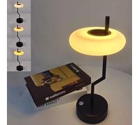 Lampe de Table LED sans Fil Rechargeable avec Commande Tactile, Lampe de Chevet avec USB-C, Rotation à 360°, 3 Niveaux de luminosité, Lampe de Lecture à intensité Variable, 3 000 K