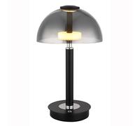 Lampe de table LED Touch lampe de chevet Touchdimmer lampe de table dimmable verre fumé, métal noir, 7W 255Lm blanc chaud, DxH 18x31,5 cm
