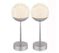 Lampe de table LED Touchdimmer Lampe de chevet cristal Réglable en hauteur, acier inoxydable argenté Plastique, 1W 50lm blanc chaud, 2er Set