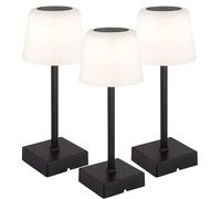 Lampe de table LED Touchdimmer Lampe de table accu noir Lampe d'appoint CCT, métal, 2W 100 lm blanc chaud/froid, DxH 8,5x25,5 cm, set de 3 pièces