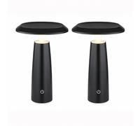 Lampe de table LED Touchdimmer Lampe de table Batterie Réglable en hauteur Lampe de chevet noire Touch USB, 1,2W 100Lm blanc chaud, DxH 14x20 cm, 2 pièces