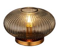 Lampe de table LED verre fumé lampe de chevet rétro salon, métal laiton, 1x E27 filament LED blanc chaud, DxH 30 x20 cm