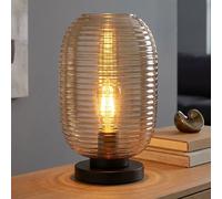 Lampe De Table LED Vintage Pour Chambre, Noir, Verre Ambre, 34,5 cm