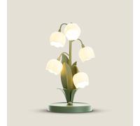 Lampe de table Lily Of The Valley Table de nuit à fleurs nordiques Lampe de table de chevet en métal vert clair Lampes de table de chevet G4 pour chambre à coucher Salon Bureau florale