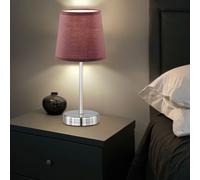 Lampe de table, lampe de chevet, lampe d'appoint, lampe de salon, lampe de chambre, textile marron, métal nickel mat, 1x douille E14, DxH 14x32 cm,