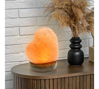 Lampe de Table Lumière de Sel Lustre en Cristal Cœur Câble USB Bois Braun LED