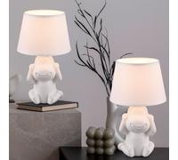 Lampe de Table Lumière Salon E14 Singe Céramique 2er Set