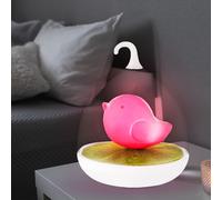 Lampe de table lampe pour enfants lampe décorative LED lumière à piles variateur tactile capteur de lumière de nuit lampe de chambre d'enfant, design oiseau rose, DxH 14x17 cm