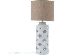 LEDKIA LIGHTING - Lampe à Poser Céramique et Tissu Makalu | Compatible Ampoule E27 Jusqu'à 40W | Design Moderne et Élégant pour Salon, Chambre, Cuisine | 70cm x Ø35cm, Blanc