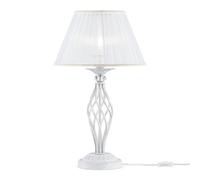 Lampe De Table Métal Tissu 56 Cm En Shabby Blanc Or E14 Lampe De Chevet