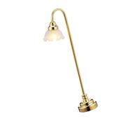 Lampe de table miniature à DEL givrée dorée 1/12 pour accessoires de décoration d'intérieur miniature en verre doré et métal