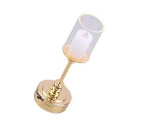 Lampe de table miniature pour les amateurs et collectionneurs de maison de poupée miniature 1/12 avec forme de verre et base lumineuse en métal