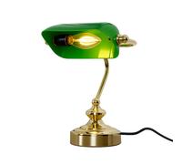 Lampe de table mobile Lampe de banquier laiton vert Lampe de bureau vintage, métal acrylique, 1x LED 4W 350Lm blanc chaud, LxlxH 19x16,5x24 cm