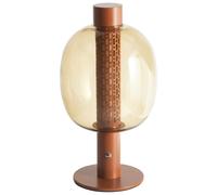 Beliani Lampe de Table Moderne en Aluminium Lumière LED Intérieur Sans Fil Abat-Jour en Verre Marron Pulangi