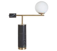Beliani Lampe de table Moderne en Métal avec Base en Marbre Forme d'Ampoule Noir et Doré Hondo