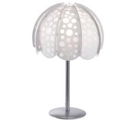Lampe de table moderne, lampe de chevet, blanc, lampe d'appoint, abat-jour textile, métal argenté, 1x douille E14, DxH 20,5x36 cm