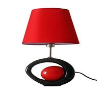 Lampe de table moderne noir corps de lampe en céramique ovale et rouge abat-jour E27 salon chambre lampe de chevet