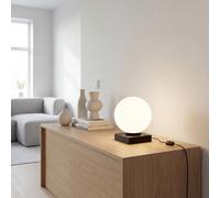 Lampe de table moderne Noir et blanc Métal et verre Forme sphérique Antireflet Interrupteur sur le cordon Salon bureau H : 17,5 cm Lampe de chevet E14 pour chambre à coucher avec interrupteur