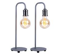 Lampe de table nickel mat lampe d'appoint métal lampe de table rétro gris industriel, 1x douille E27, HxP 43,8x15 cm, lot de 2