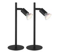Lampe de table noire Lampe de bureau Lampe de lecture Lampe de chevet Spot orientable, métal, douille GU10, LxLxH 14,5x11x30 cm, lot de 2