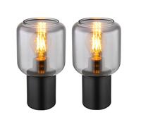 Lampe de table noire Lampe de salon Lampe de chevet Lampe de chambre, verre métal, 1x douille E27, 2er Set