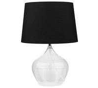 Lampe de Table ou Chevet Pied en Verre Transparent et Abat-jour en Tissu Noir E27 Max 40W Décor Design pour Salon Moderne et Élégant Beliani