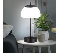 Lampe de Table Piles Chevet Graduateur au Toucher Noir Verre Opale LED H 35 Mc