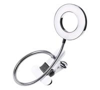 Lampe de Table Pliable LED pour Manucure, Beauté et Tatouage | Aluminium Argenté, Guide Lumineux Dépoli, Bras Serpentin 360°, Base à Pince, Usage sur Banc et Étude