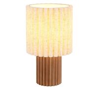 Lampe de table pour chambre à coucher avec interrupteur, bois marron et tissu, H 30 cm