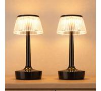 Lampe de table LED Touchdimmer Lampe de chambre à coucher Lampe de chevet noire, effet cristal, blanc chaud/blanc froid, DxH 12x23 cm