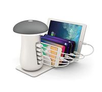 Lampe de table Rechargeable USB Support de Téléphone portable Multifonction, Base de Chargement, Luminosité Réglable, Veilleuse à LED, Chargeur, Lampes à LED Champignon, Bureau, Avec 5 Ports USB