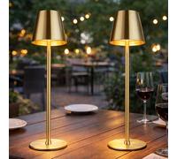Lampe de Table Réglable en Hauteur Batterie Laiton LED Variateur Tactile 2er Set