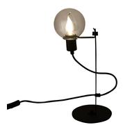 Lampe de table réglable en hauteur, lampe de table noire, éclairage latéral, boule de verre, métal, 1x douille E14, HxLxP 47x16x25,2 cm