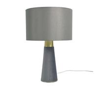 Lampe de Table Relaxdays, Abat-Jour en Lin et Pied en Velours, E27, HxD : 47 x 40 cm, Lampe de Chevet avec câble, Gris