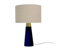 Lampe de Table Relaxdays, Abat-Jour en Lin et Pied en Velours, E27, HxD : 47 x 40 cm, Lampe de Chevet, Beige/Bleu
