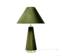 Lampe de table Relaxdays, abat-jour en velours et socle en métal, E14, HxP : 47 x 30 cm, lampe de chevet, olive/doré