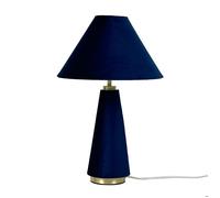 Relaxdays Lampe de Table Velours et métal, Abat-Jour E14, H 47 cm, Chambre, Bleu Nuit/doré