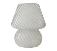 Lampe de Table Relaxdays, Design Champignon, Verre, E27, Lampe à Piles, HxP : 24 x 16 cm, Fonction Tactile, Blanc.