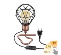 Lampe de table RETRA interrupteur bronze ; abat-jour en forme de cage + ampoule
