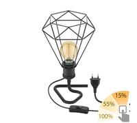 Lampe de table RETRA interrupteur noir abat-jour en forme de cage + ampoule LED